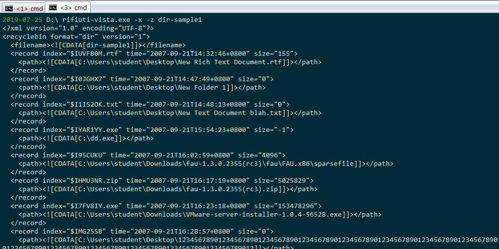 XML output of same file